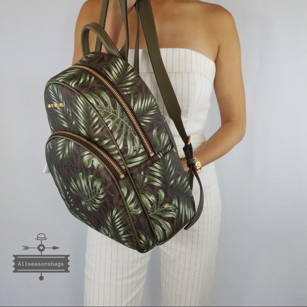 Michael Kors Abbey Medium Palm Leaves Backpack Bag - Picture 5 of 7
